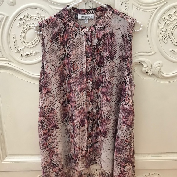 Jennifer Lopez Blouse Purple Python Sleeveless Size M - Picture 3 of 8